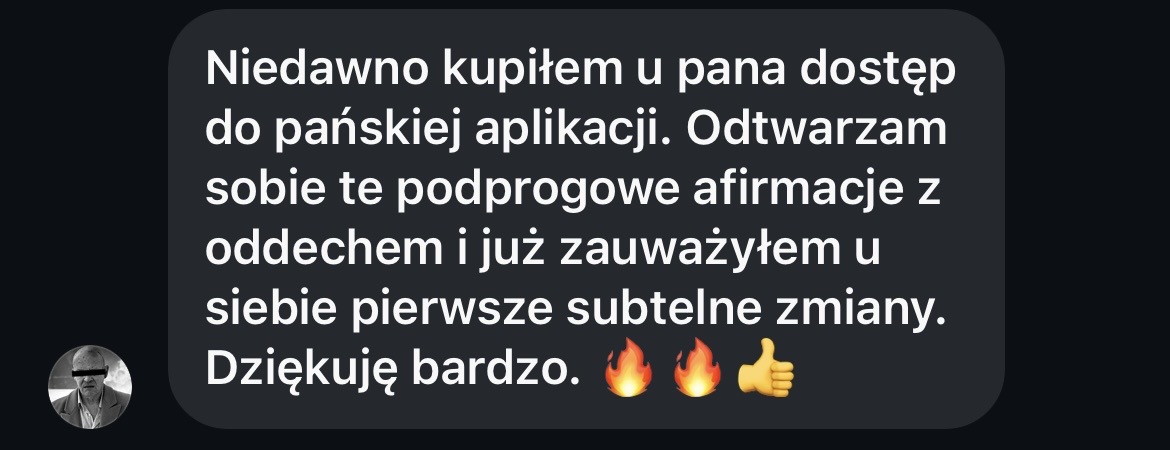 Wiadomość klienta o pierwszych efektach po użyciu Echostate Mobile