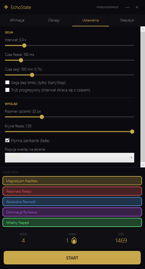 Echostate na Windows — ustawienia